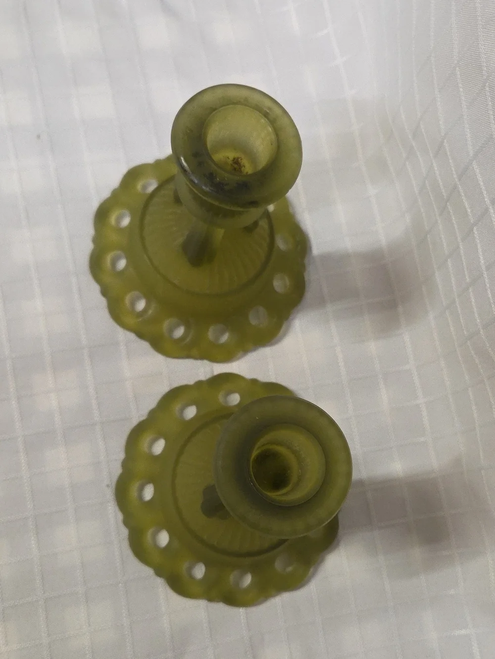 Westmoreland Satin Olive Green Candle Holders